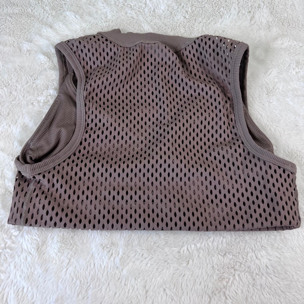 Nike Dri-FIT Mesh Crop Tank Top Brown Mock Neck Sleeveless Training Small NWOT - Picture 9 of 14